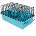 Маленькое фото товара - HOMEPET 28 см х 17 см х 18 см шаг прута 9,5 мм клетка-мини для мелких грызунов с наполнением домик, миска, колесо бирюзовая. Вариант №1