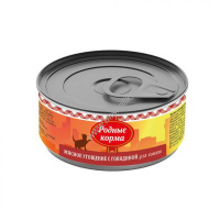 Фото товара - РОДНЫЕ КОРМА 100 г мясное угощение консервы с говядиной для котят 1х24