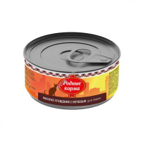 Фото товара - РОДНЫЕ КОРМА 100 г мясное угощение консервы с печенью для кошек 1х24
