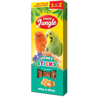 Фото товара - HAPPY JUNGLE 3 шт палочки для птиц мед+яйцо 1x22