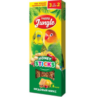 Фото товара - HAPPY JUNGLE 3 шт палочки для птиц микс 3 вкуса 1x22