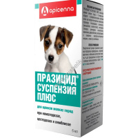 Фото товара - APICENNA ПРАЗИЦИД-СУСПЕНЗИЯ ПЛЮС 6 мл 1 мл на 1 кг для щенков мелких пород флакон шприц-дозатор 1х100
