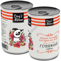 Фото товара - Dog`s Menu 340 г консервы для взрослых собак говяжий пудинг 1х12