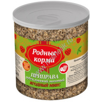 Фото товара - РОДНЫЕ КОРМА 50 г приправа рубец говяжий молотый ягодный МИКС для собак в банке 1х25