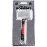Фото товара - HOMEPET SILVER SERIES 14 см х 6,3 см размер S пуходерка металлическая