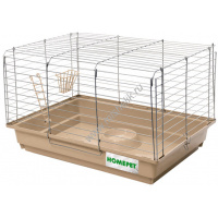 Фото товара - HOMEPET №2 58 см х 40 см х 38 см шаг прута 22 мм клетка для кроликов, хорьков и морских свинок бежевый-хром