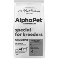 Фото товара - ALPHAPET SUPERPREMIUM 18 кг сухой корм для взрослых собак средних пород с чувствительным пищеварением с ягненком и бурым рисом
