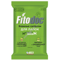 Фото товара - АВЗ FITODOC 15 шт влажные салфетки для лап собак и кошек 1х24