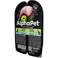 Фото товара - ALPHAPET SUPERPREMIUM 100 гр ламистер влажный корм для собак с чувствительным пищеварением кролик и яблоко 1х15
