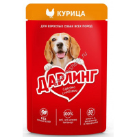 Фото товара - Дарлинг 75 г влажный  корм для взрослых собак, с курицей в подливе 1х26