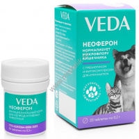 Фото товара - t VEDA НЕОФЕРОН 20 таб функциональный корм с пребиотиком и фитокомплексом для иммунитета и нормализации микрофлоры кишечника 1х10