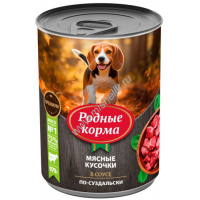 Фото товара - РОДНЫЕ КОРМА 970 г консервы для собак мясные кусочки в соусе по-суздальски 1х6