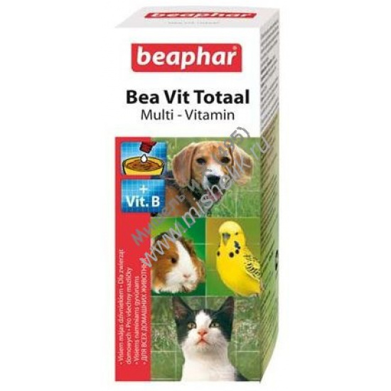 Большое фото товара - BEAPHAR Bea Vit Total 50 мл мультивитамины для кошек, собак, птиц, грызунов 1х6, 04176. Вариант №1