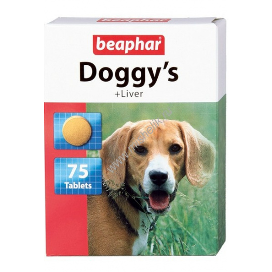 Большое фото товара - BEAPHAR Doggy`s Liver 75 таблеток витаминизированное лакомство для собак с печенью 1х12, 04184. Вариант №1