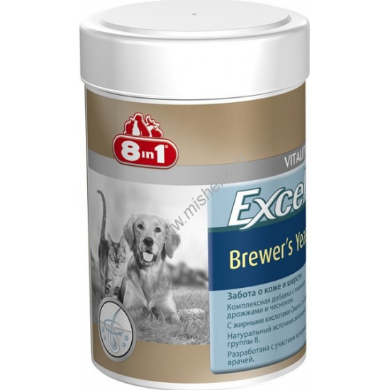 Большое фото товара - 8 IN 1 Excel Brewer’s Yeast 260 таб комплексная добавка для собак и кошек с пивными дрожжами 1х24, 36081. Вариант №1