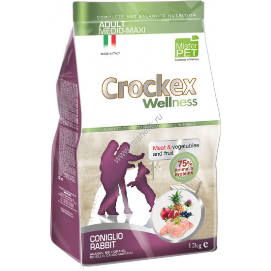 Большое фото товара - CROCKEX Wellness 12 кг сухой корм для собак средних и крупных пород кролик с рисом, 65215. Вариант №1