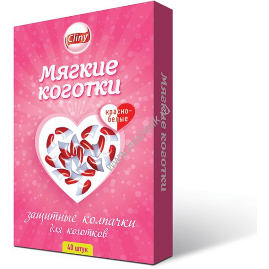 Большое фото товара - CLINY 40 шт мягкие коготки красно-белые 1х26, 67816. Вариант №1