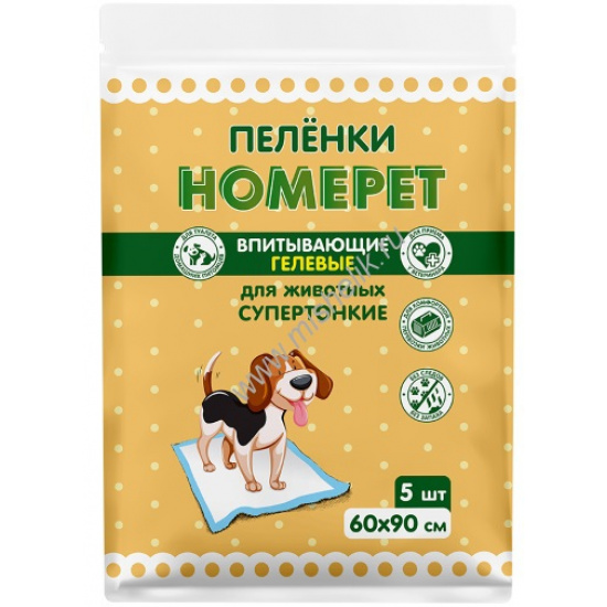 Большое фото товара - HOMEPET 5 шт 60х90 см пеленки для животных впитывающие гелевые 1х40, 75863. Вариант №1