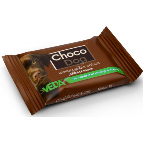 Большое фото товара - VEDA CHOCO DOG 6 шт 15 г шоколад молочный лакомство для собак 1х12, 78276. Вариант №1