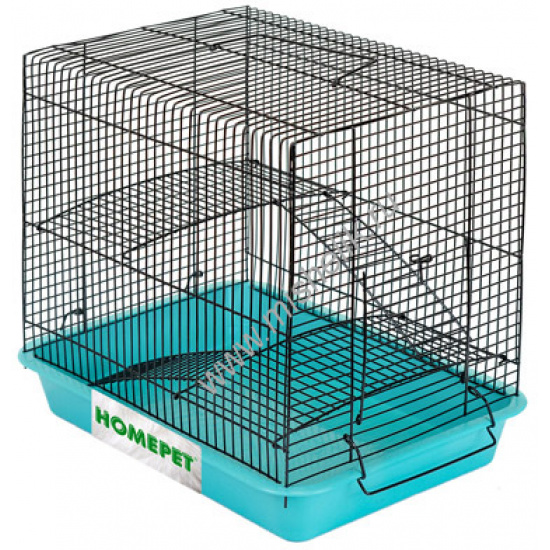 Большое фото товара - HOMEPET №2 33 см х 24 см х 28 см клетка для грызунов двухэтажная бирюзовая, 81598. Вариант №1