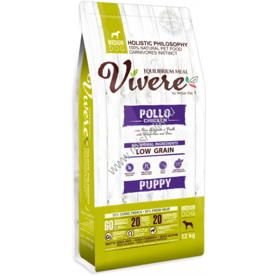 Большое фото товара - ПРОМО ЦЕНА - 40% VIVERE PUPPY 12 кг сухой корм для щенков средних пород курица, 83987. Вариант №1