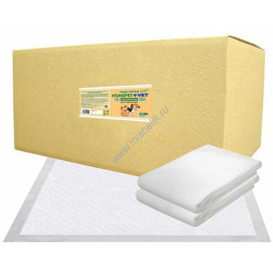 Большое фото товара - HOMEPET VET budget 100 шт 60 см х 90 см пеленки для животных впитывающие, 84218. Вариант №1